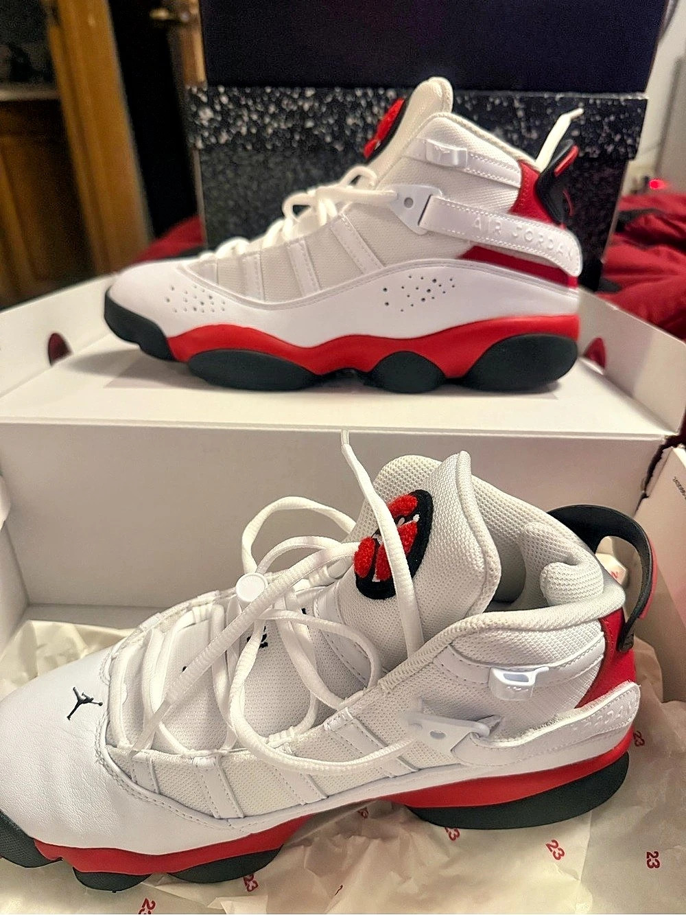 Jordan Air Jordan 6 Rings Sneakers White & Red US 9 Like New